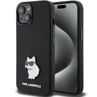 Чохол Karl Lagerfeld Silicone Choupette Metal Pin для iPhone 15|14|13 Black (KLHCP15SSMHCNPK)
